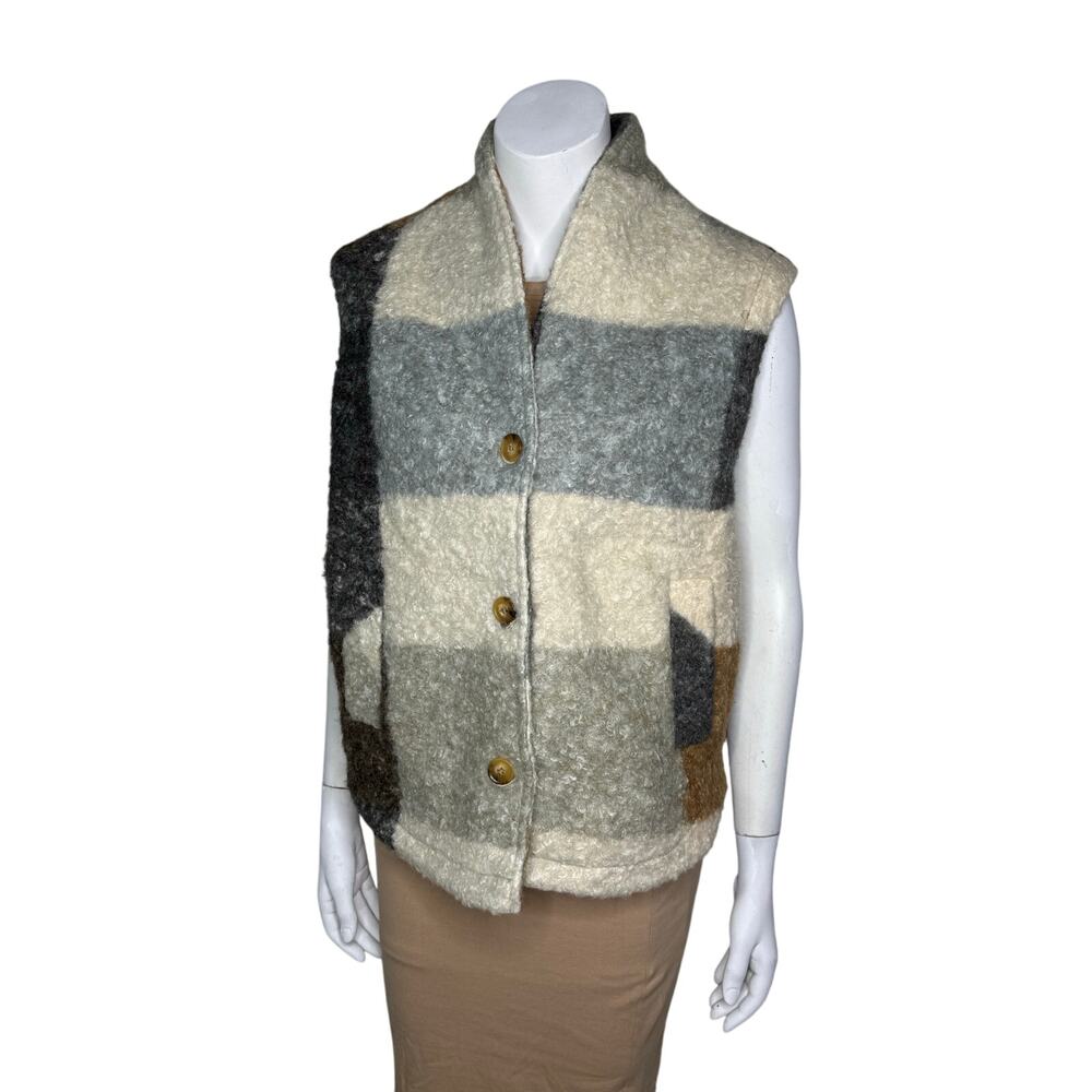 Blank NYC Vest Women’s Large Faux Shearling Colorblock Button Front CozyWoolLook - Picture 1 of 7